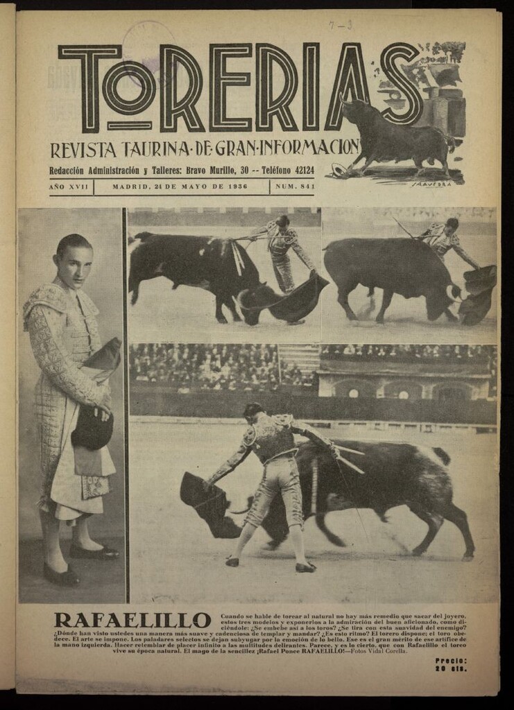Miniatura de Torerías del 24 de mayo de 1936, nº 841
