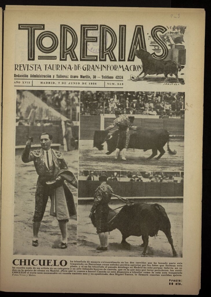 Miniatura de Torerías del 7 de junio de 1936, nº 843