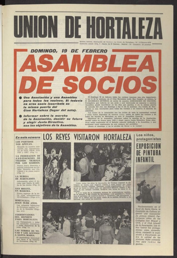 Miniatura de La Unión de Hortaleza de febrero de 1978, nº 3