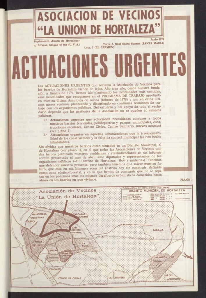 Miniatura de La Unión de Hortaleza de junio de 1978, nº suplemento