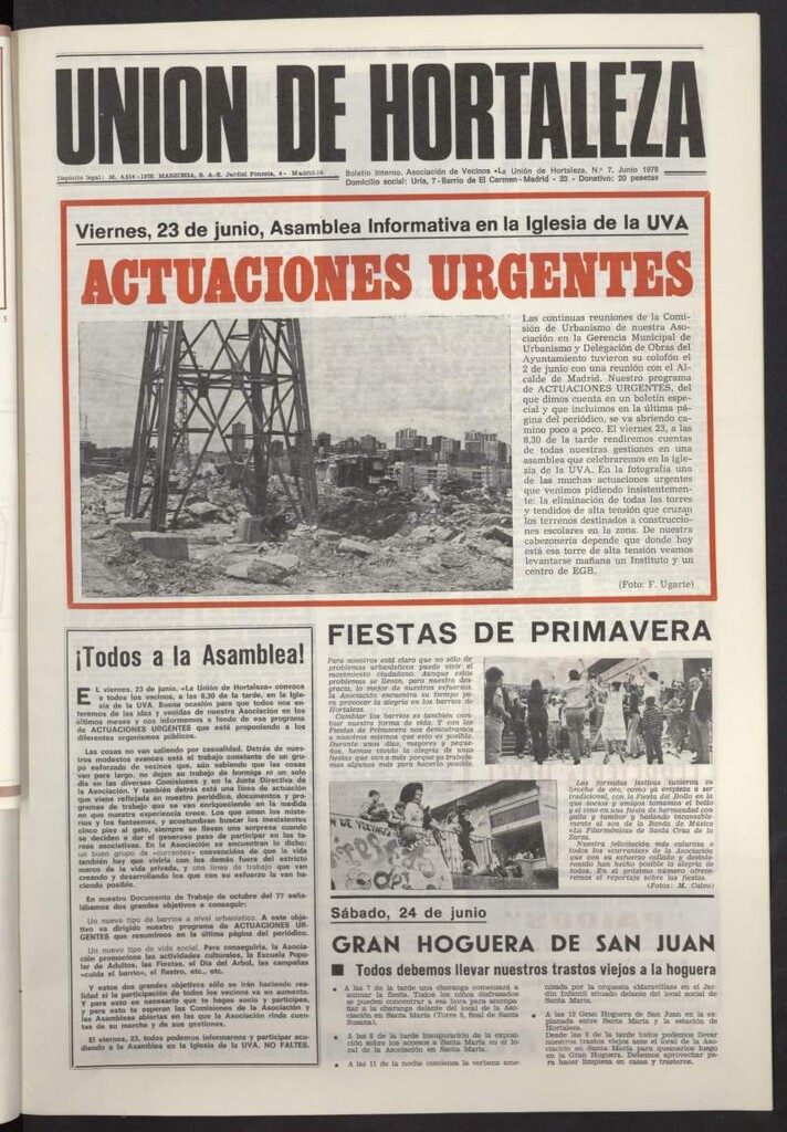 Miniatura de La Unión de Hortaleza de junio de 1978, nº 7