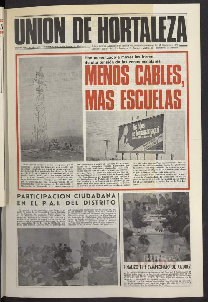 Miniatura de La Unión de Hortaleza de noviembre de 1978, nº 10