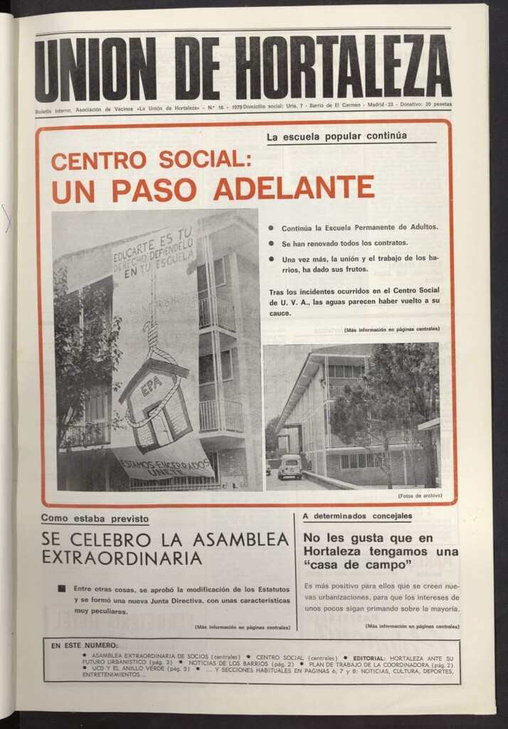 Miniatura de La Unión de Hortaleza de noviembre de 1979, nº 16