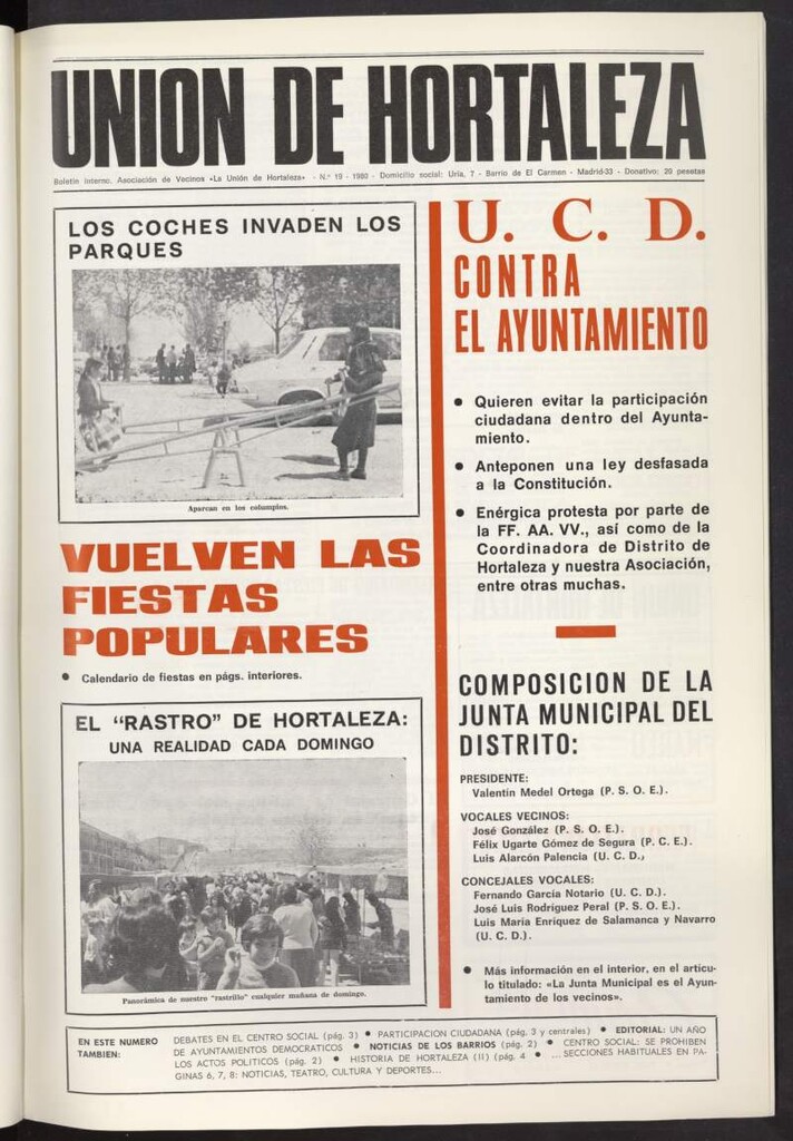 Miniatura de La Unión de Hortaleza de mayo de 1980, nº 19