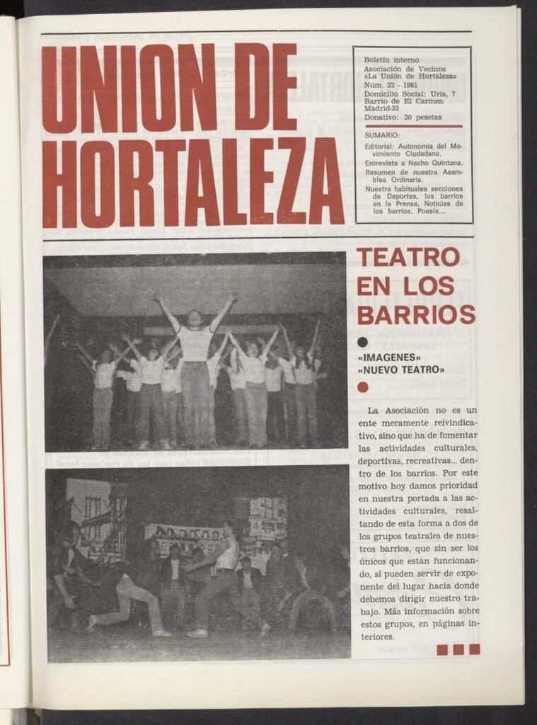 Miniatura de La Unión de Hortaleza de marzo de 1981, nº 22