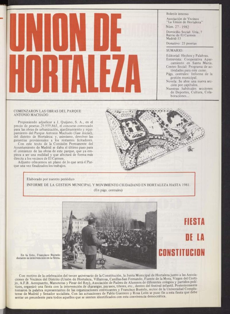 Miniatura de La Unión de Hortaleza de febrero de 1982, nº 27