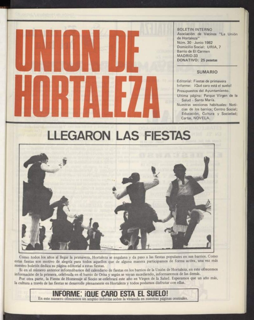 Miniatura de La Unión de Hortaleza de junio de 1982, nº 30