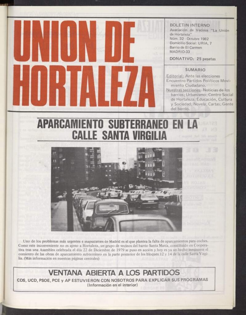 Miniatura de La Unión de Hortaleza de octubre de 1982, nº 32