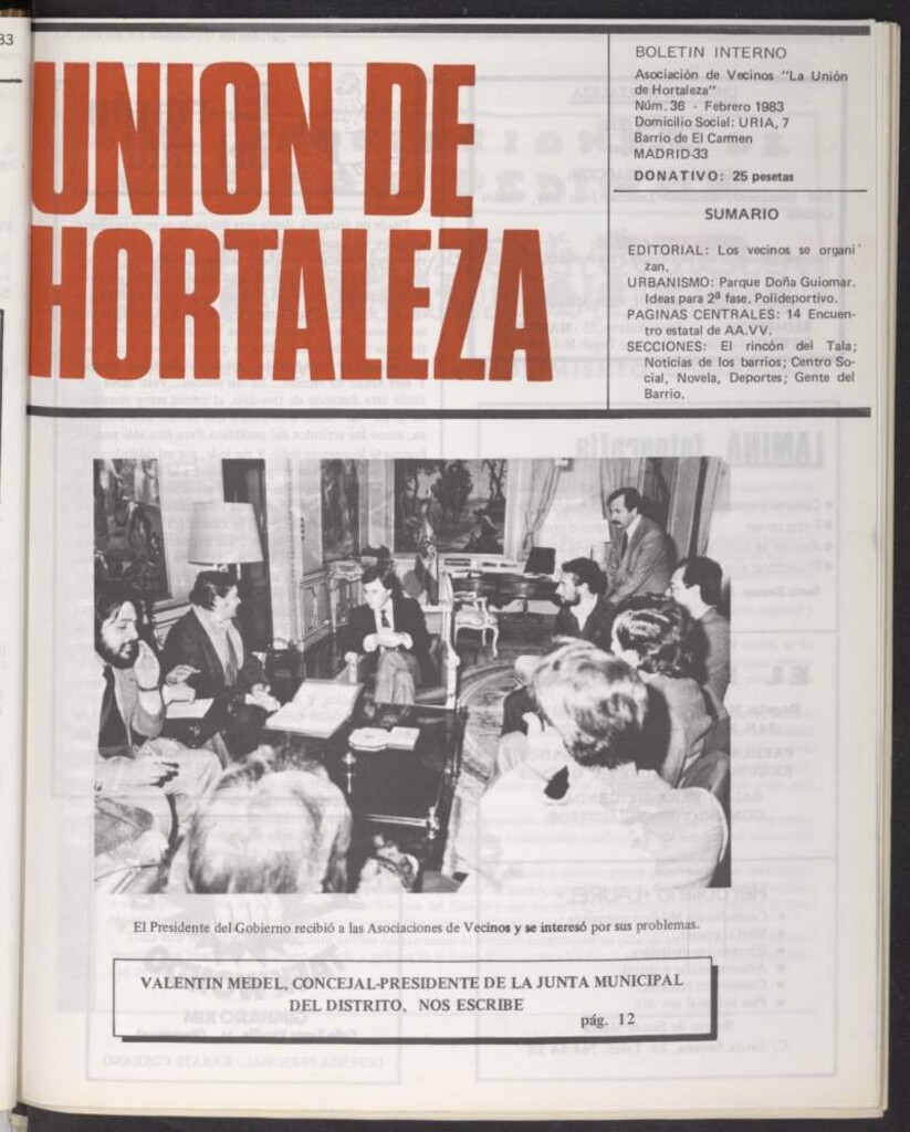 Miniatura de La Unión de Hortaleza de febrero de 1983, nº 36