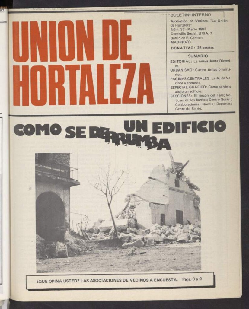 Miniatura de La Unión de Hortaleza de marzo de 1983, nº 37