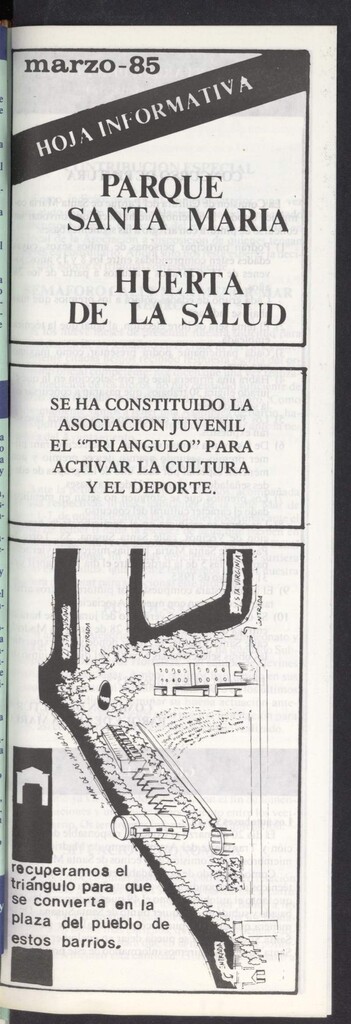 Miniatura de La Unión de Hortaleza. Hoja informativa del Centro Cultural Huerta de la Salud de marzo de 1985