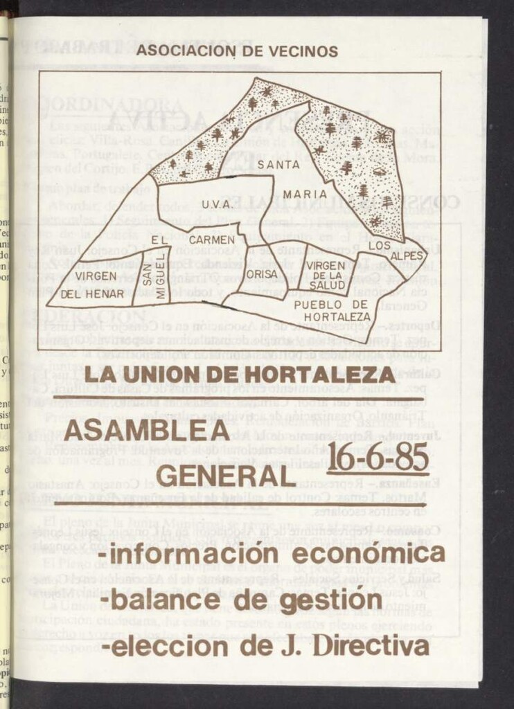 Miniatura de La Unión de Hortaleza. Asamblea General del 16 de junio de 1985