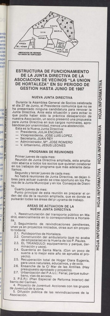 Miniatura de La Unión de Hortaleza. Hoja informativa del Centro Cultural Huerta de la Salud de octubre de 1986