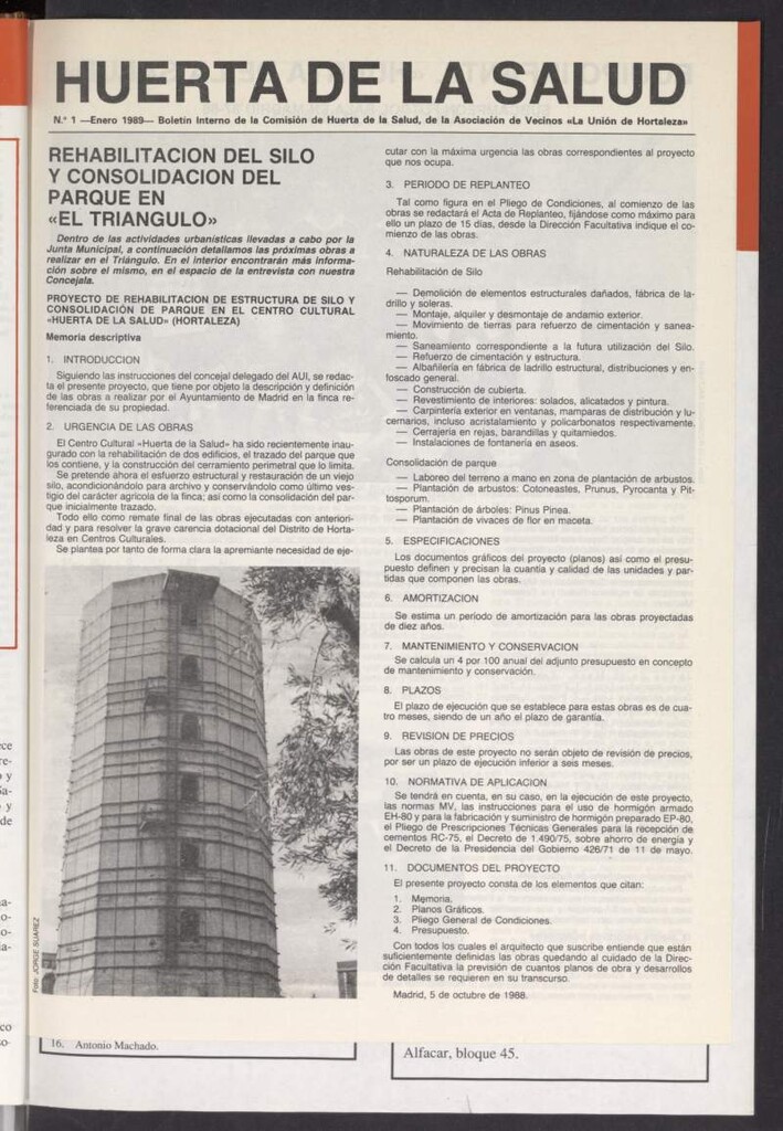 Miniatura de La Unión de Hortaleza. Boletín interno de la Comisión de Huerta de la Salud de enero de 1989, nº 1