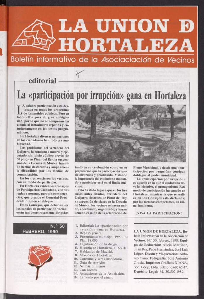 Miniatura de La Unión de Hortaleza de febrero de 1990, nº 50