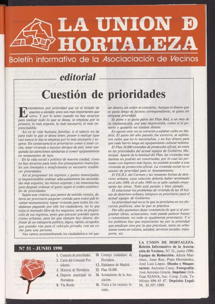 Miniatura de La Unión de Hortaleza de junio de 1990, nº 51
