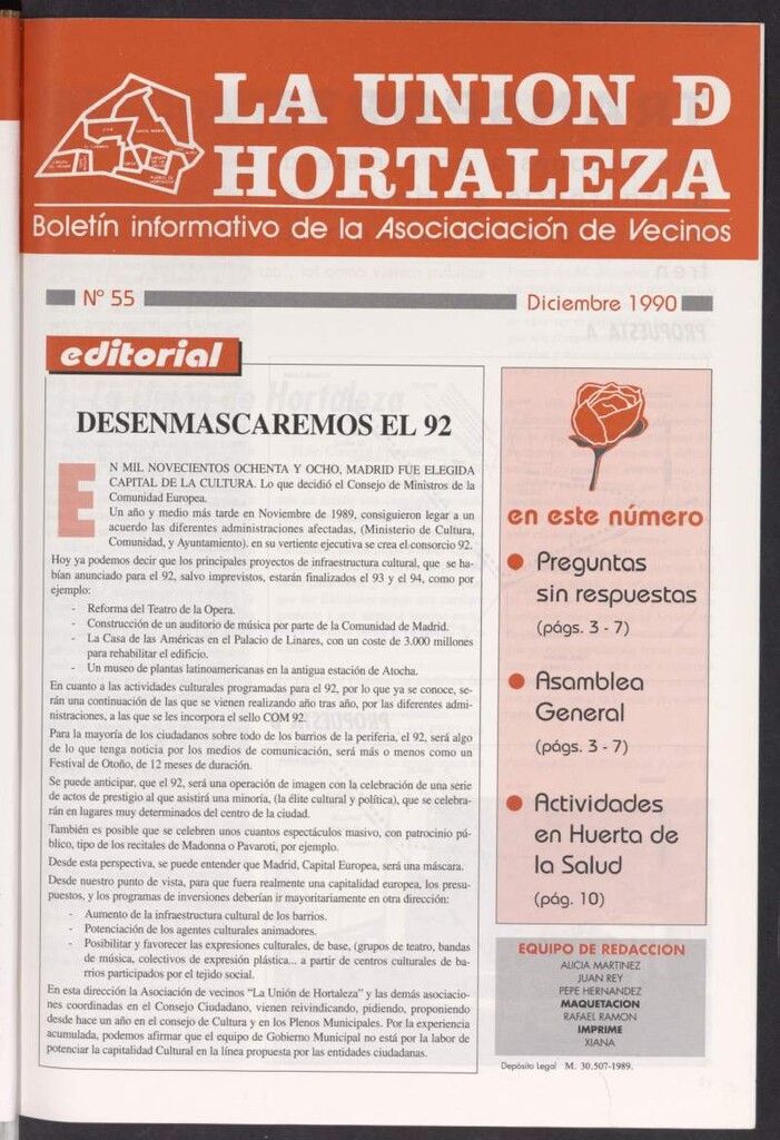 Miniatura de La Unión de Hortaleza de diciembre de 1990, nº 55