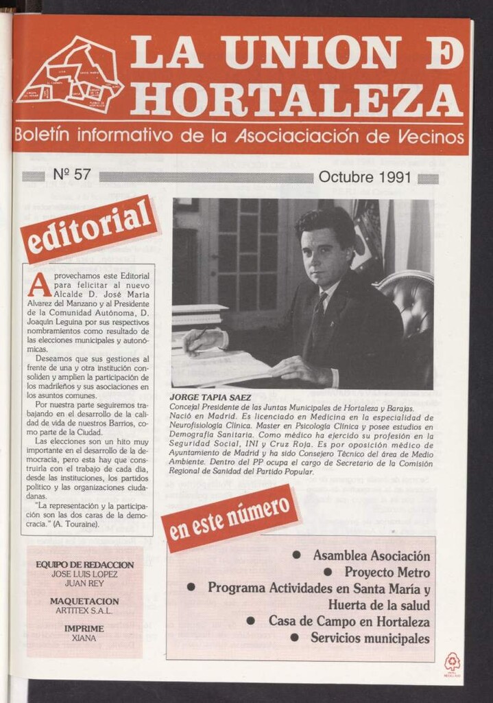 Miniatura de La Unión de Hortaleza de octubre de 1991, nº 57
