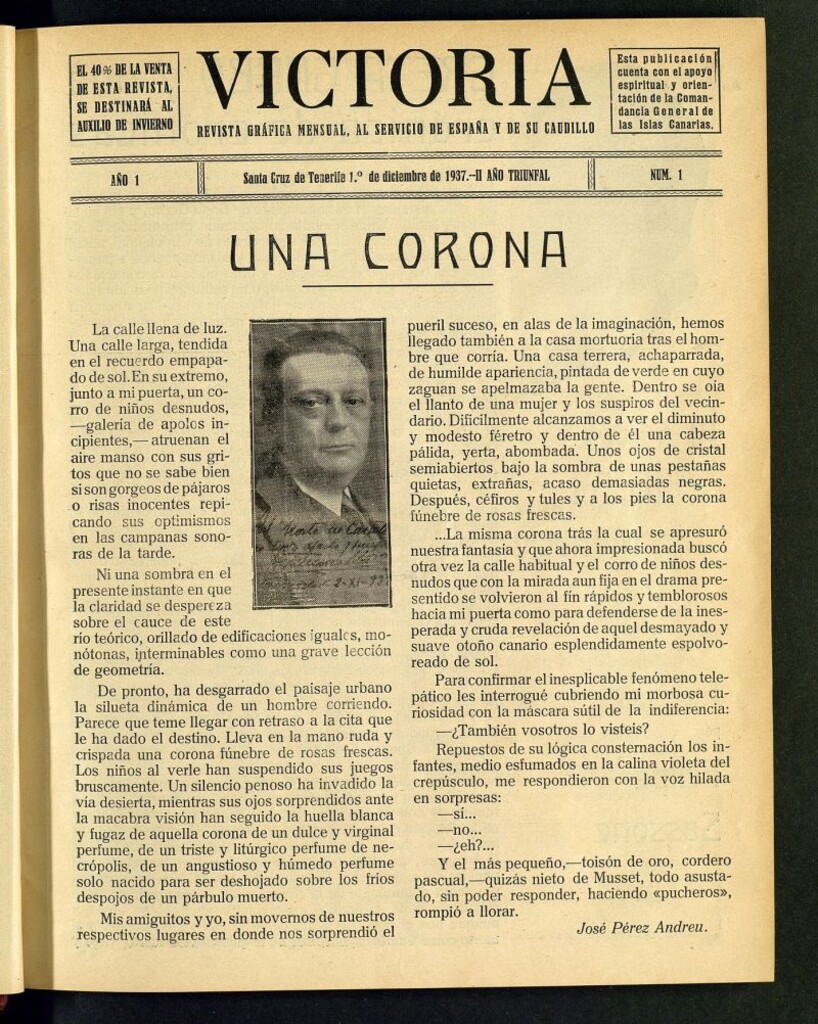 Miniatura de Victoria : revista mensual, al servicio de España y su Caudillo de diciembre de 1937, nº 1