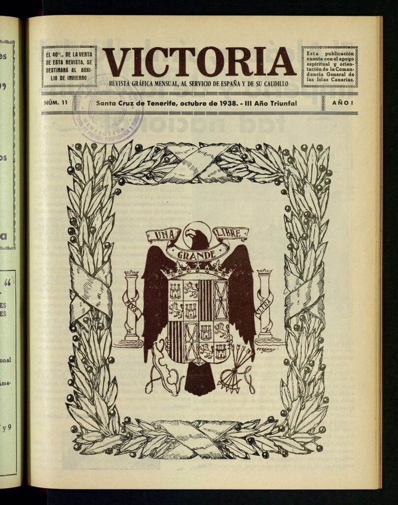 Miniatura de Victoria : revista mensual, al servicio de España y su Caudillo de octubre de 1938, nº 11
