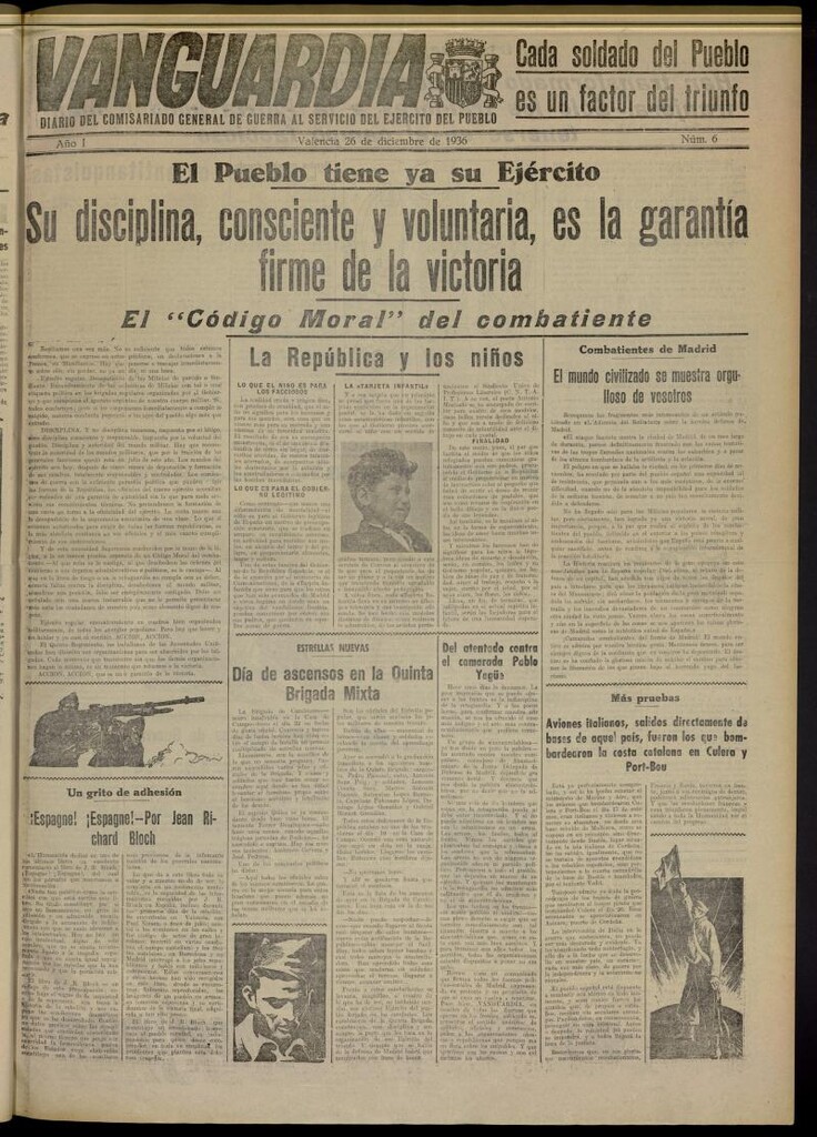 Miniatura de Vanguardia: Diario del Comisariado General de Guerra al servicio del ejército del pueblo del 26 de diciembre de 1936, nº 6
