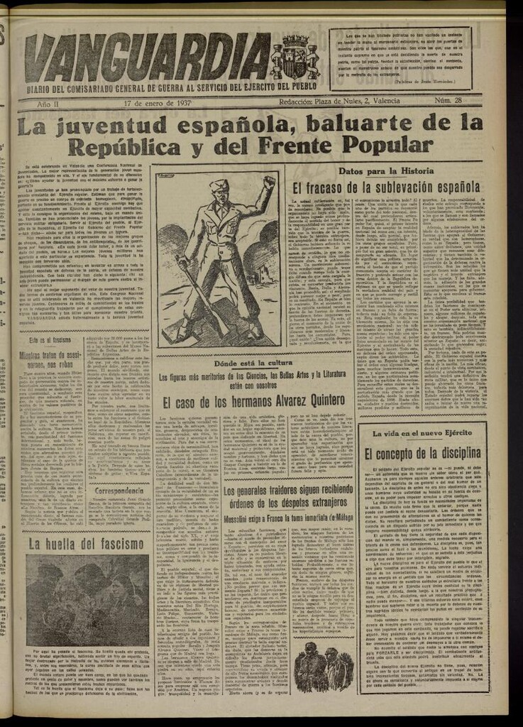 Miniatura de Vanguardia: Diario del Comisariado General de Guerra al servicio del ejército del pueblo del 17 de enero de 1937, nº 28
