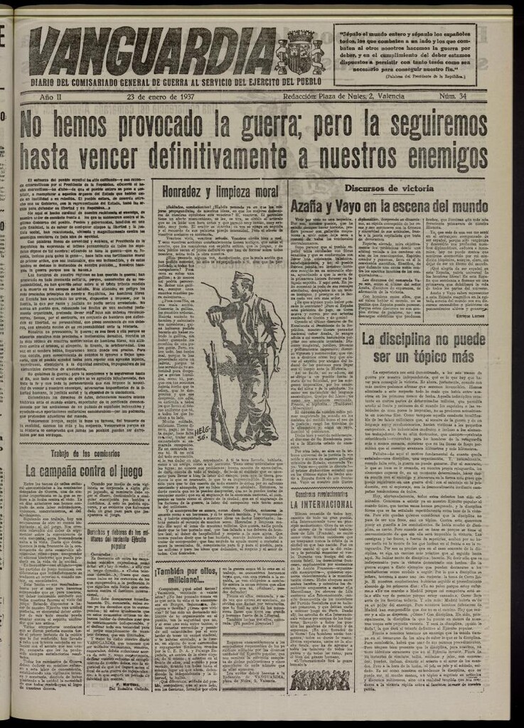 Miniatura de Vanguardia: Diario del Comisariado General de Guerra al servicio del ejército del pueblo del 23 de enero de 1937, nº 34