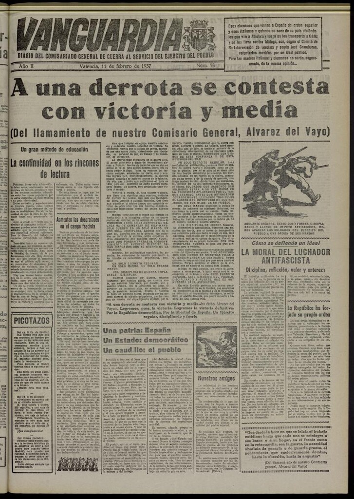 Miniatura de Vanguardia: Diario del Comisariado General de Guerra al servicio del ejército del pueblo del 11 de febrero de 1937, nº 53