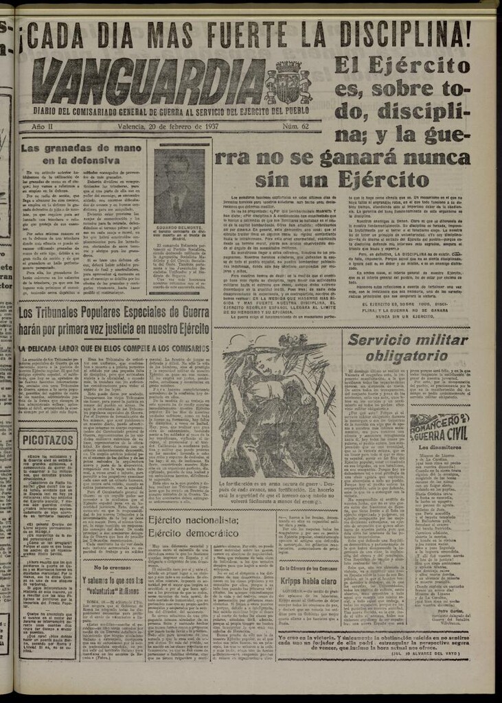 Miniatura de Vanguardia: Diario del Comisariado General de Guerra al servicio del ejército del pueblo del 20 de febrero de 1937, nº 62