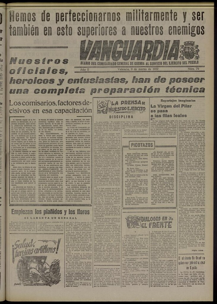 Miniatura de Vanguardia: Diario del Comisariado General de Guerra al servicio del ejército del pueblo del 9 de marzo de 1937, nº 79