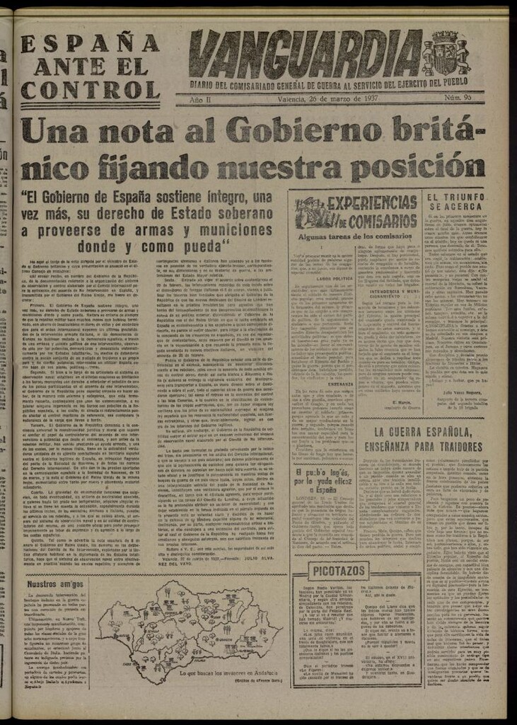 Miniatura de Vanguardia: Diario del Comisariado General de Guerra al servicio del ejército del pueblo del 26 de marzo de 1937, nº 96