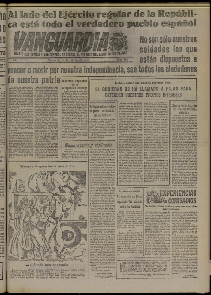 Miniatura de Vanguardia: Diario del Comisariado General de Guerra al servicio del ejército del pueblo del 31 de marzo de 1937, nº 101