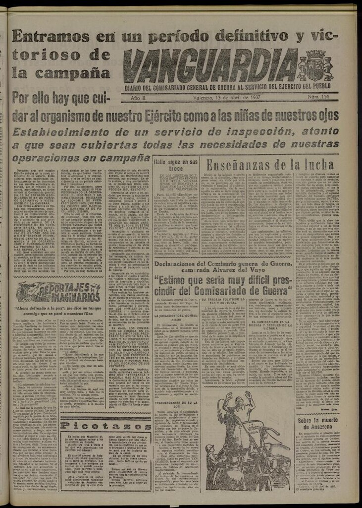 Miniatura de Vanguardia: Diario del Comisariado General de Guerra al servicio del ejército del pueblo del 13 de abril de 1937, nº 114