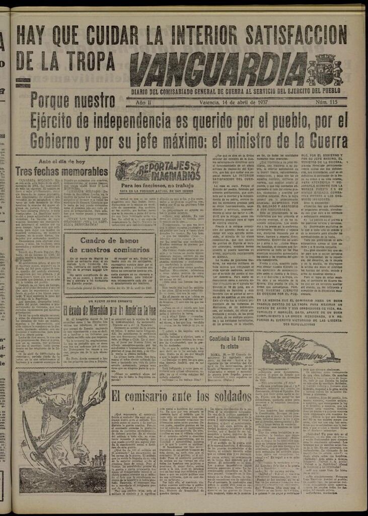 Miniatura de Vanguardia: Diario del Comisariado General de Guerra al servicio del ejército del pueblo del 14 de abril de 1937, nº 115
