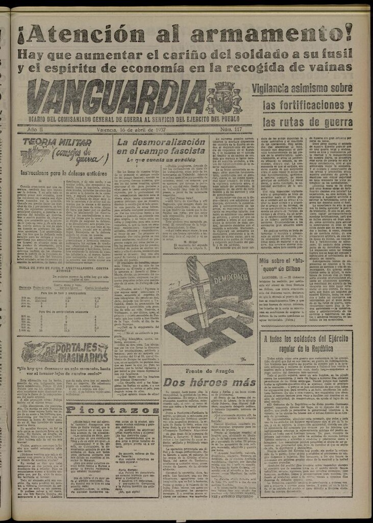 Miniatura de Vanguardia: Diario del Comisariado General de Guerra al servicio del ejército del pueblo del 16 de abril de 1937, nº 117