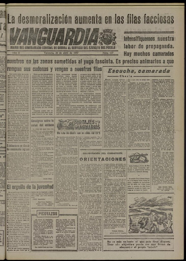 Miniatura de Vanguardia: Diario del Comisariado General de Guerra al servicio del ejército del pueblo del 26 de abril de 1937, nº 127