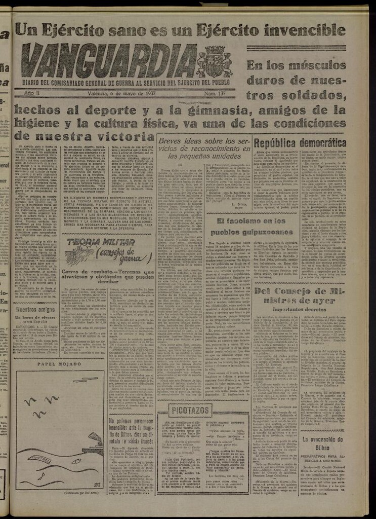 Miniatura de Vanguardia: Diario del Comisariado General de Guerra al servicio del ejército del pueblo del 6 de mayo de 1937, nº 137