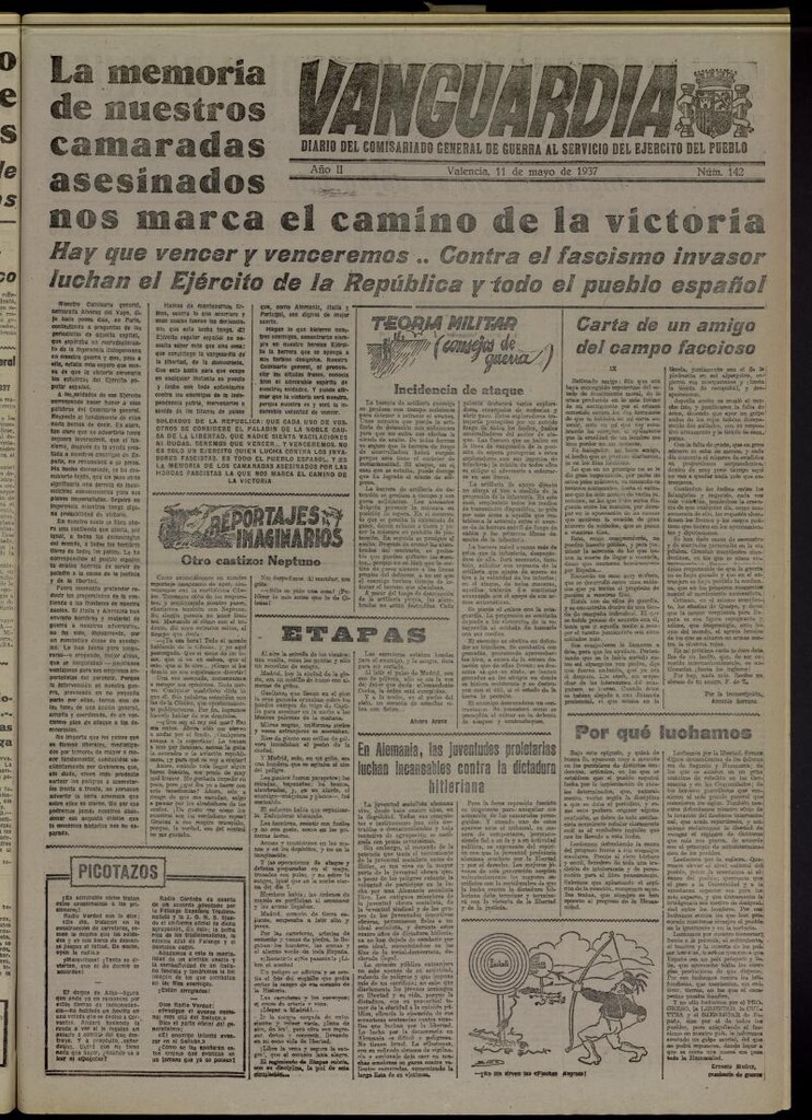 Miniatura de Vanguardia: Diario del Comisariado General de Guerra al servicio del ejército del pueblo del 11 de mayo de 1937, nº 142