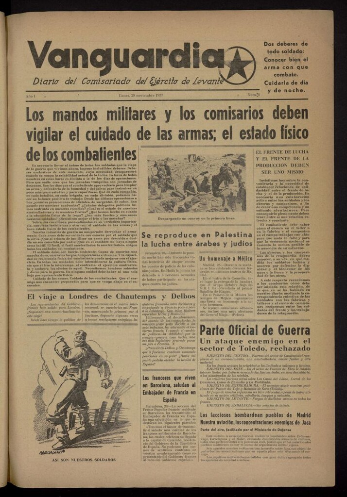 Miniatura de Vanguardia: Diario del Comisariado del Ejército de Levante del 29 de noviembre de 1937, nº 8