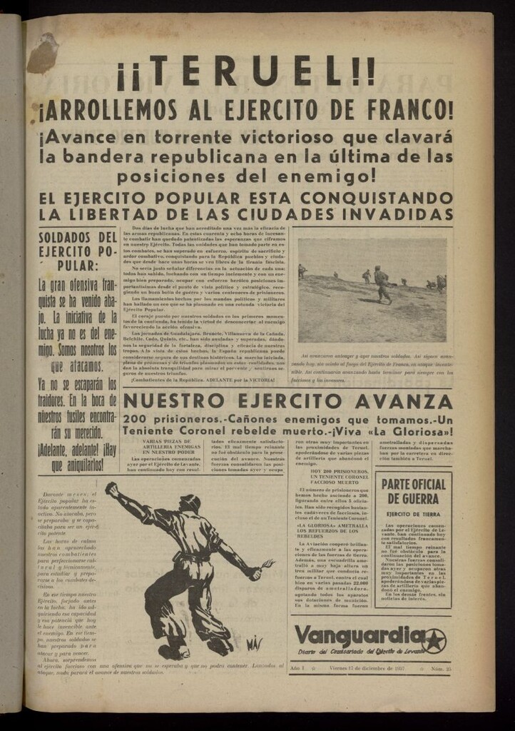Miniatura de Vanguardia: Diario del Comisariado del Ejército de Levante del 17 de diciembre de 1937, nº 25