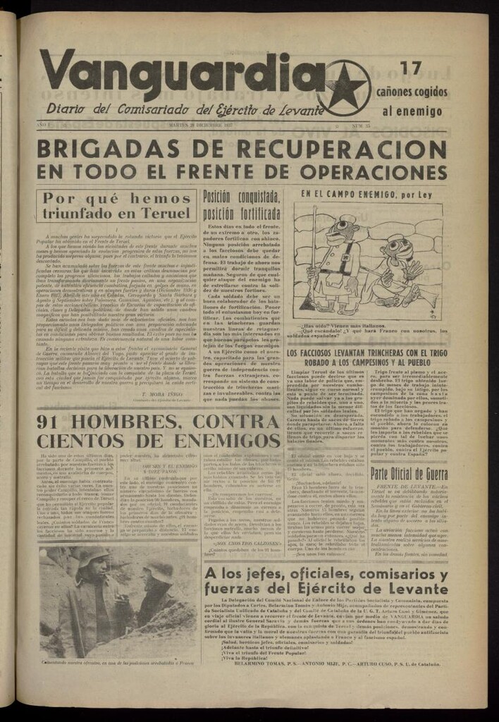Miniatura de Vanguardia: Diario del Comisariado del Ejército de Levante del 28 de diciembre de 1937, nº 35