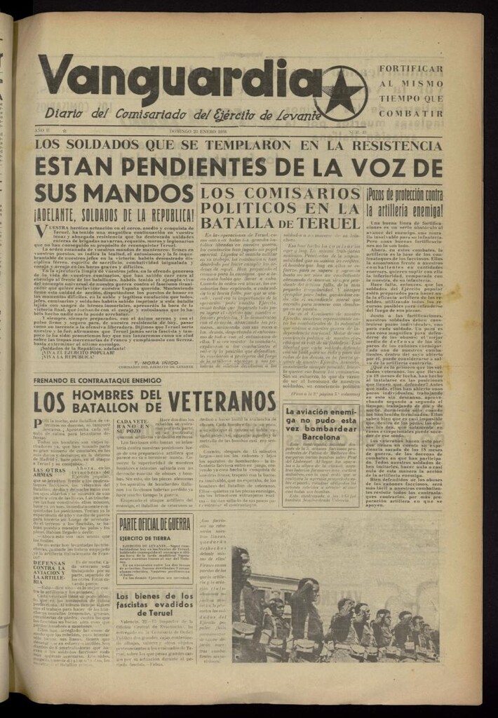 Miniatura de Vanguardia: Diario del Comisariado del Ejército de Levante del 23 de enero de 1938, nº 49