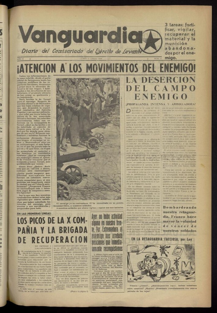 Miniatura de Vanguardia: Diario del Comisariado del Ejército de Levante del 31 de enero de 1938, nº 57