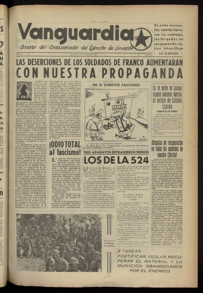 Miniatura de Vanguardia: Diario del Comisariado del Ejército de Levante del 2 de febrero de 1938, nº 59