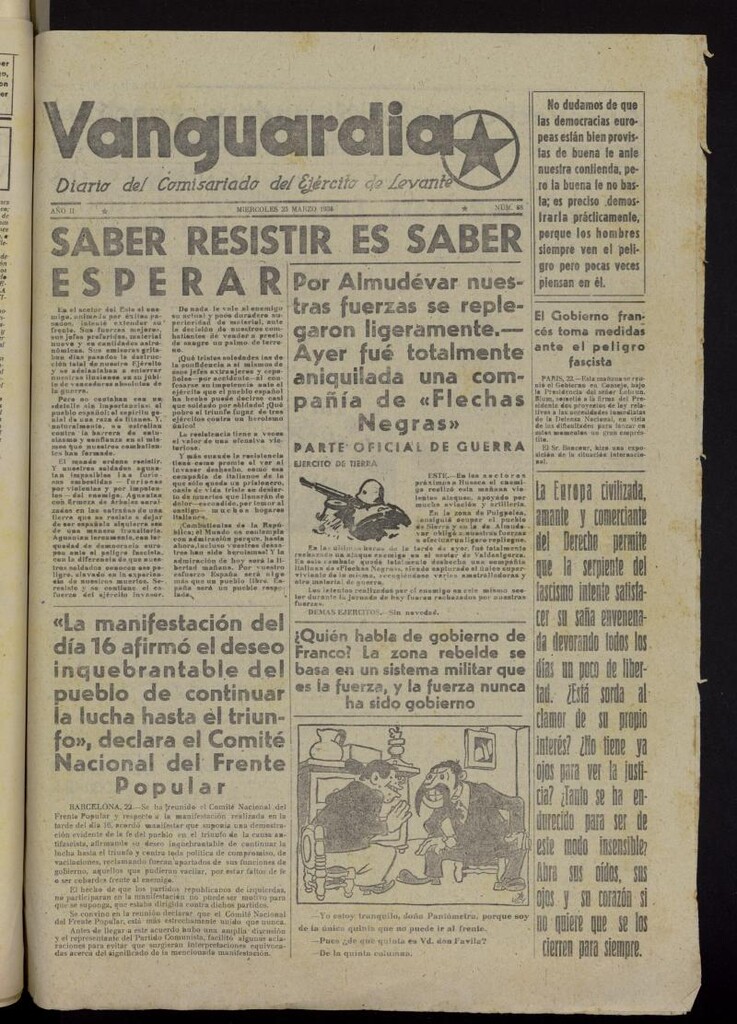Miniatura de Vanguardia: Diario del Comisariado del Ejército de Levante del 23 de marzo de 1938, nº 88