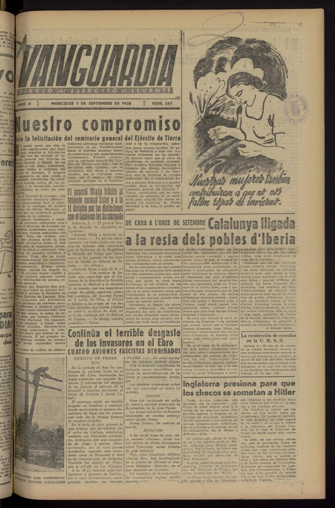 Miniatura de Vanguardia: Diario del Comisariado del Ejército de Levante del 7 de septiembre de 1938, nº 247