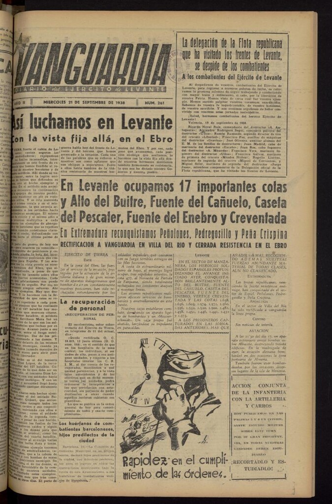 Miniatura de Vanguardia: Diario del Comisariado del Ejército de Levante del 21 de septiembre de 1938, nº 261