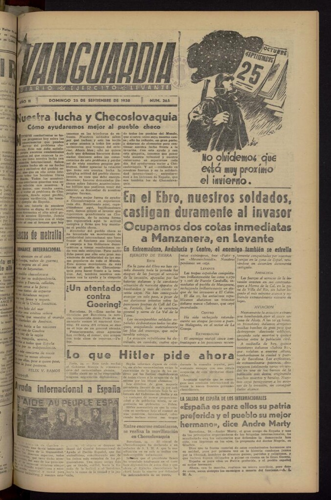 Miniatura de Vanguardia: Diario del Comisariado del Ejército de Levante del 25 de septiembre de 1938, nº 265