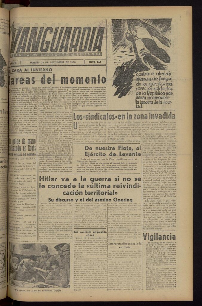 Miniatura de Vanguardia: Diario del Comisariado del Ejército de Levante del 27 de septiembre de 1938, nº 267