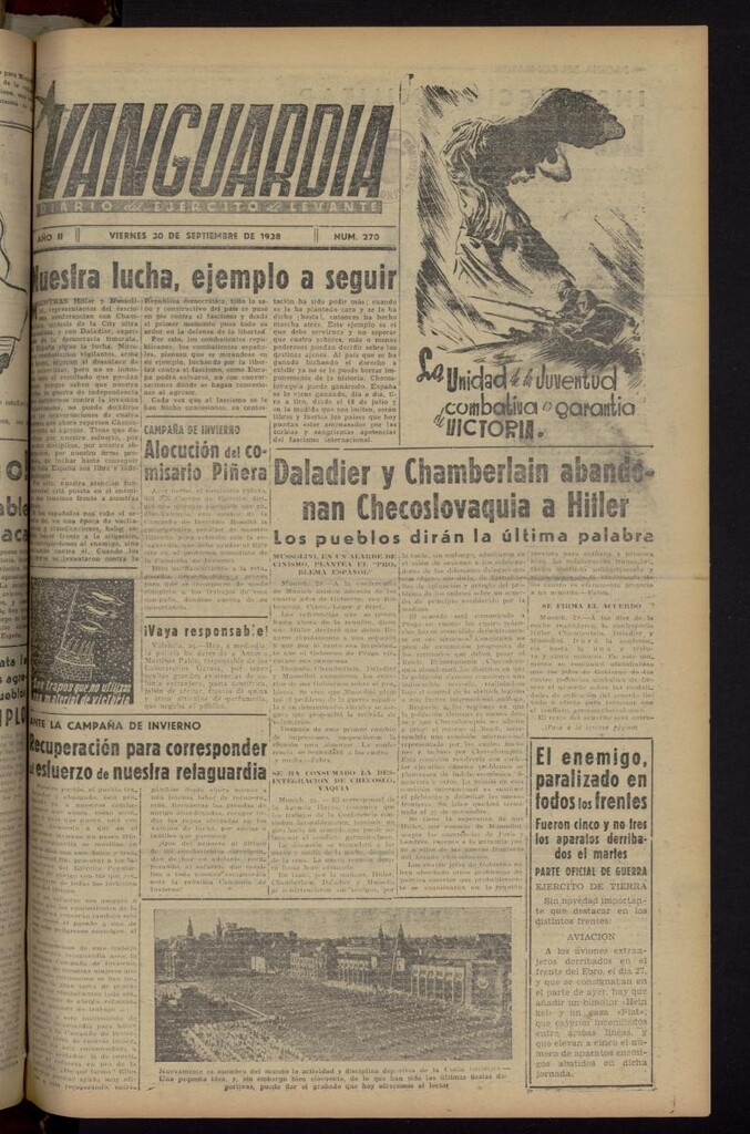 Miniatura de Vanguardia: Diario del Comisariado del Ejército de Levante del 30 de septiembre de 1938, nº 270